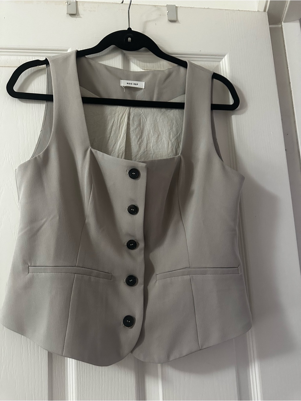 Mod Ref Gray Square-Neck Button Front Vest